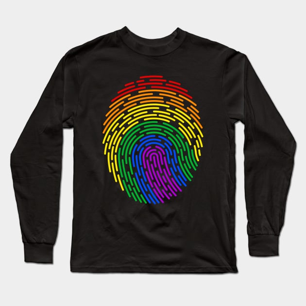 Pride Month Fingerprint Long Sleeve T-Shirt by Peter the T-Shirt Dude